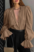 Elegant Neckline Mandarin - Flounce Blouse Solid 3 Color Options image 18