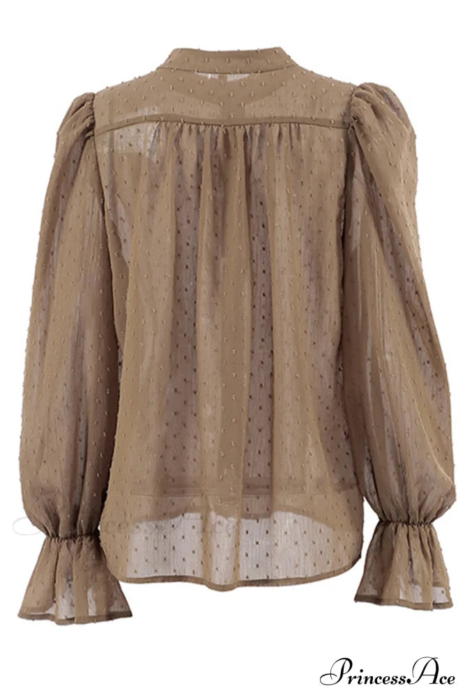 Elegant Neckline Mandarin - Flounce Blouse Solid 3 Color Options image 12