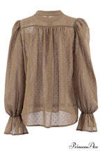 Elegant Neckline Mandarin - Flounce Blouse Solid 3 Color Options image 12