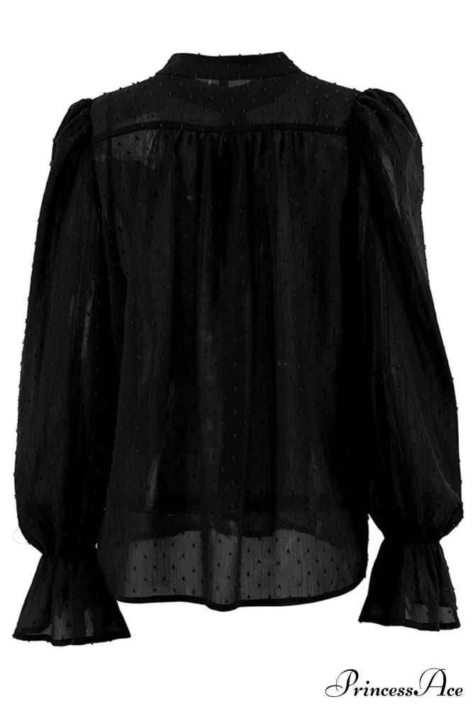 Elegant Neckline Mandarin - Flounce Blouse Solid 3 Color Options image 6