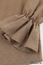 Elegant Neckline Mandarin - Flounce Blouse Solid 3 Color Options image 15
