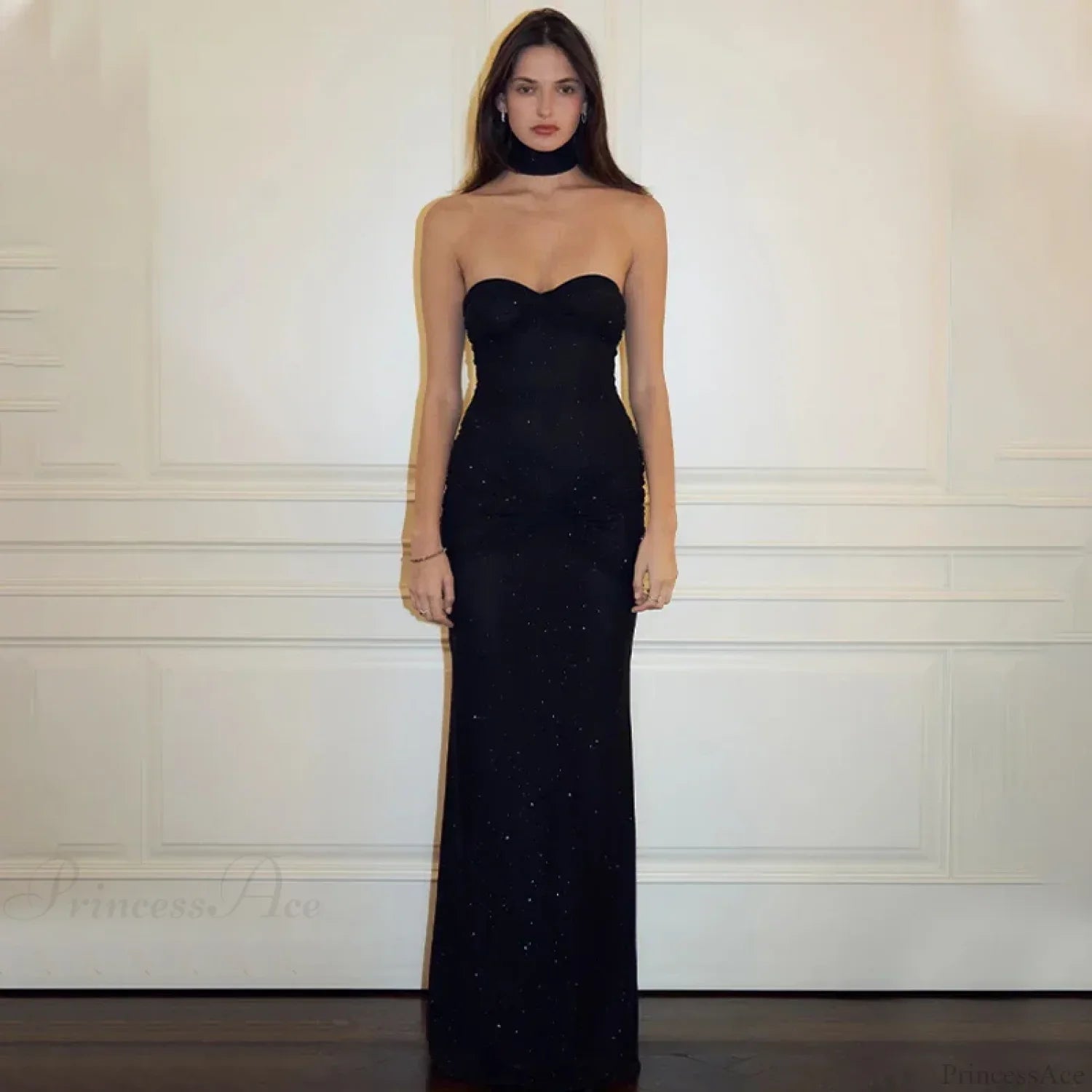 Elegant Off-Shoulder Glitter Fishtail Maxi Dress image 7