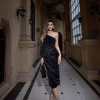 Elegant One-Shoulder Rhinestone Slimming Dress Prom Dress image 1