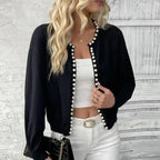Elegant Pearls Long Sleeve Knit White Cardigan image 4
