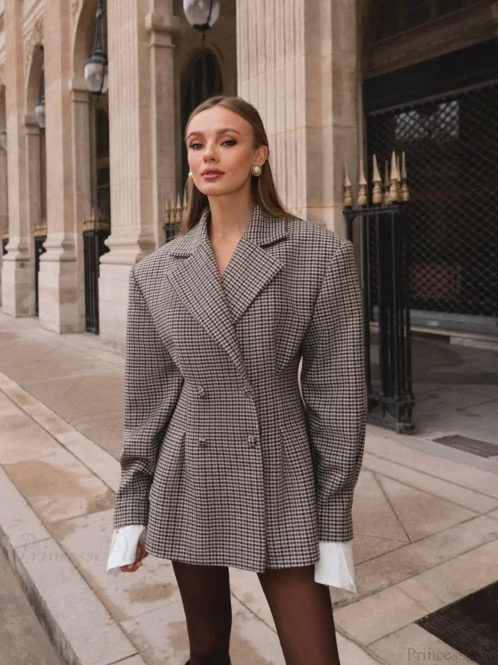 Elegant Plaid Printed Lapel Coat image 6