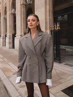 Elegant Plaid Printed Lapel Coat image 6