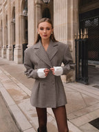 Elegant Plaid Printed Lapel Coat image 5