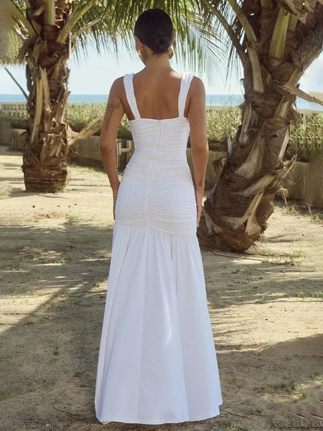 Elegant Pleated A-line Maxi Vacation Dress image 3