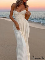 Elegant Pleated Stylish Strapless Maxi Dress image 1