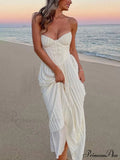 Elegant Pleated Stylish Strapless Maxi Dress image 4