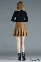 Elegant Plus Size New Fashion Korean Genuine Real Leather High Waist Sexy Skirt image 6