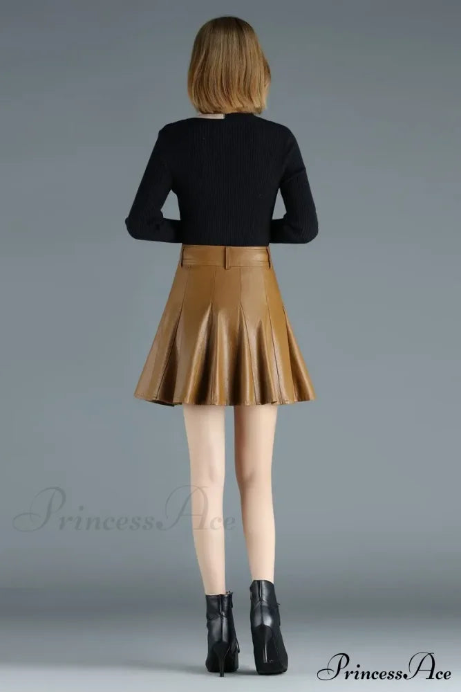 Elegant Plus Size New Fashion Korean Genuine Real Leather High Waist Sexy Skirt image 6