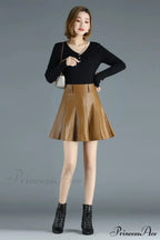 Elegant Plus Size New Fashion Korean Genuine Real Leather High Waist Sexy Skirt image 5
