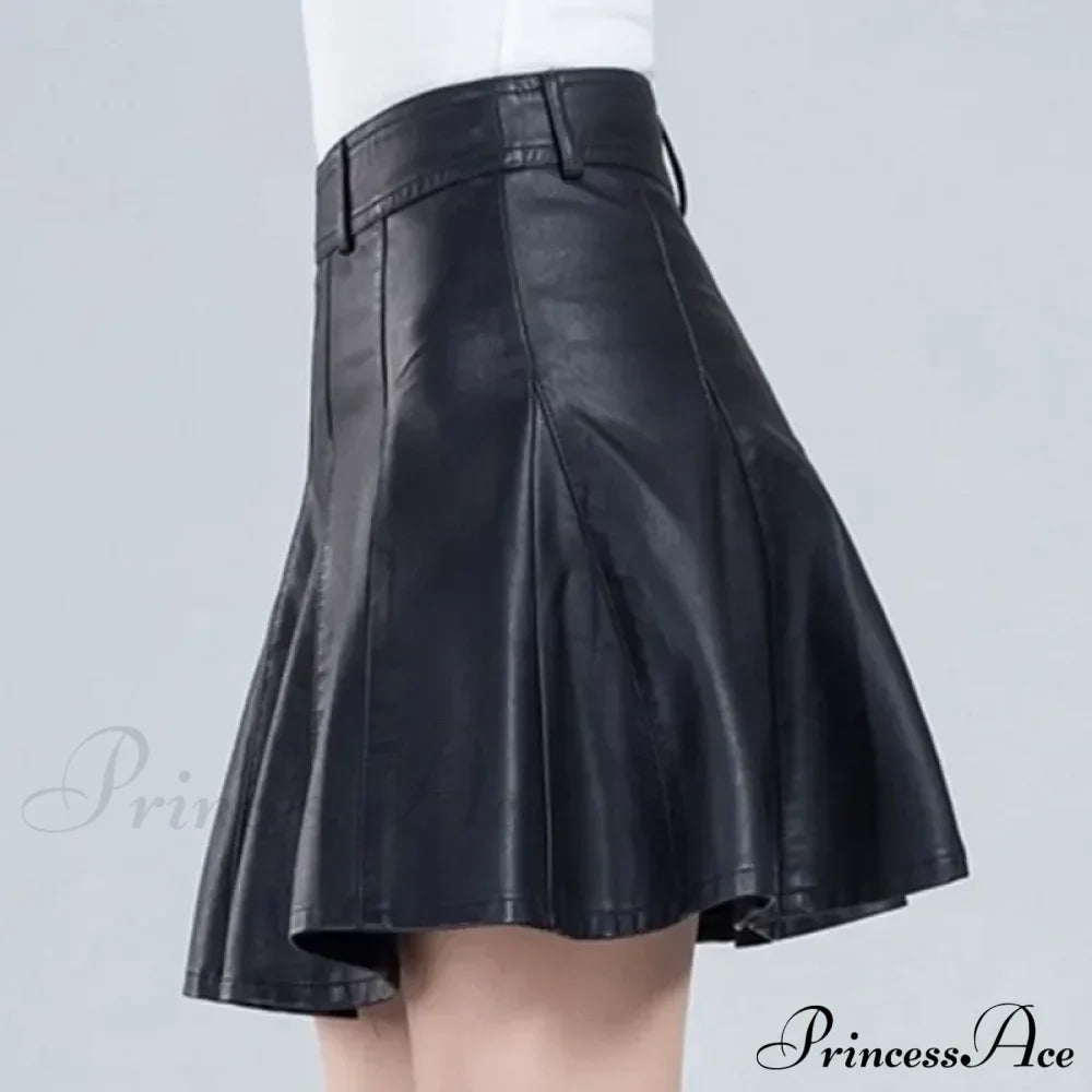 Elegant Plus Size New Fashion Korean Genuine Real Leather High Waist Sexy Skirt image 3