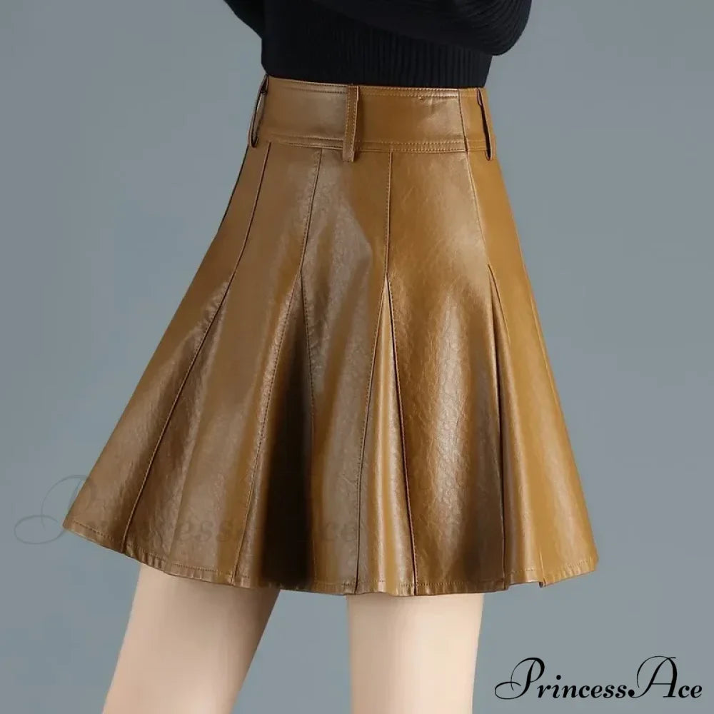 Elegant Plus Size New Fashion Korean Genuine Real Leather High Waist Sexy Skirt image 4