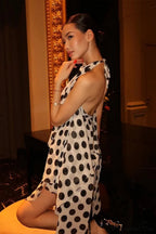 Elegant Polka Dot Halter Sleeveless Maxi Dress image 2