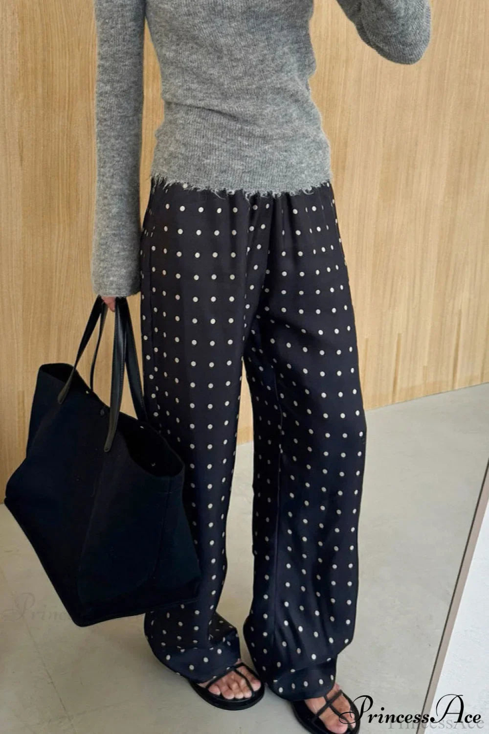 Elegant Polka Dot Straight Leg Pants image 3