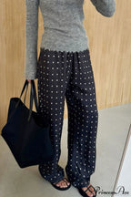Elegant Polka Dot Straight Leg Pants image 3