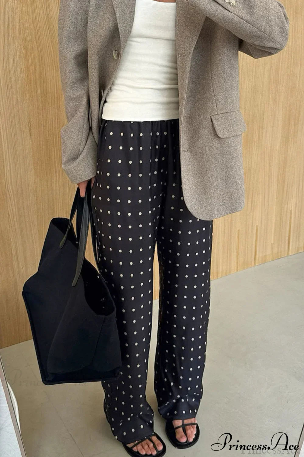 Elegant Polka Dot Straight Leg Pants image 2
