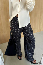 Elegant Polka Dot Straight Leg Pants image 1