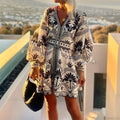 Elegant Print V-neck A-line Boho Dress image 1