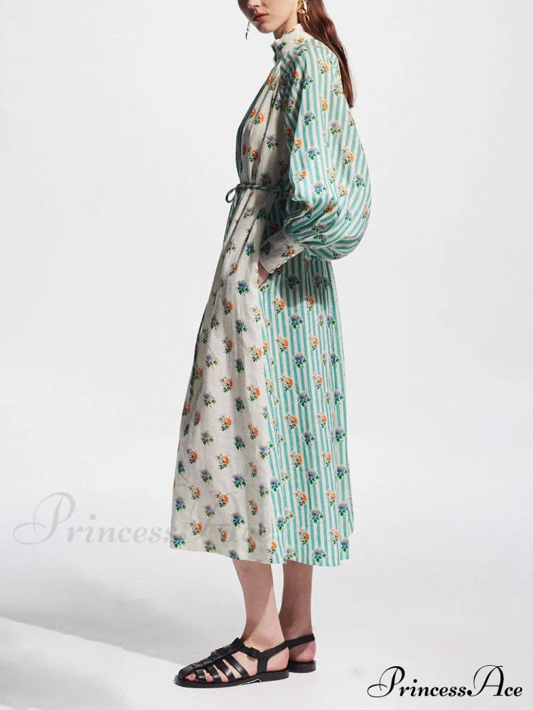 Elegant Puff Sleeve Charming Printed Shirt Dress image 2