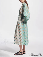 Elegant Puff Sleeve Charming Printed Shirt Dress image 2