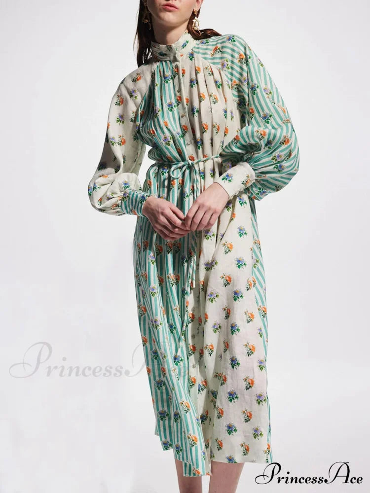 Elegant Puff Sleeve Charming Printed Shirt Dress image 3