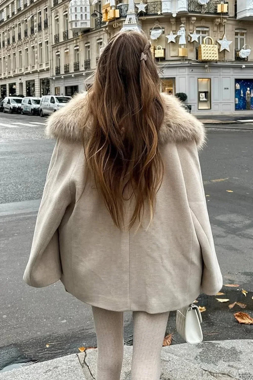 Elegant Relaxed Faux Fur Collar Single-Breasted Coat image 4