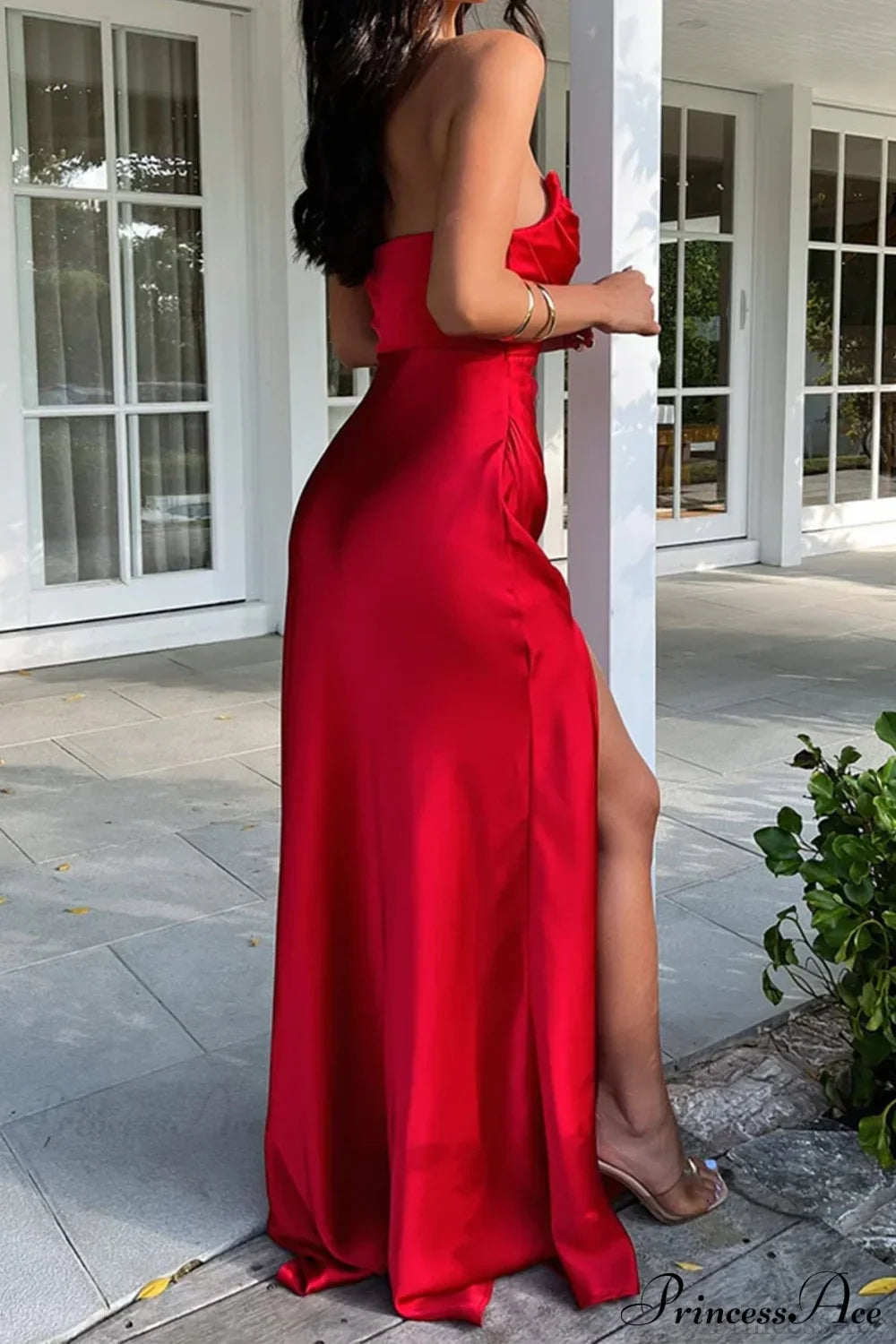 Elegant Ruched Side Slit Party Dress image 3