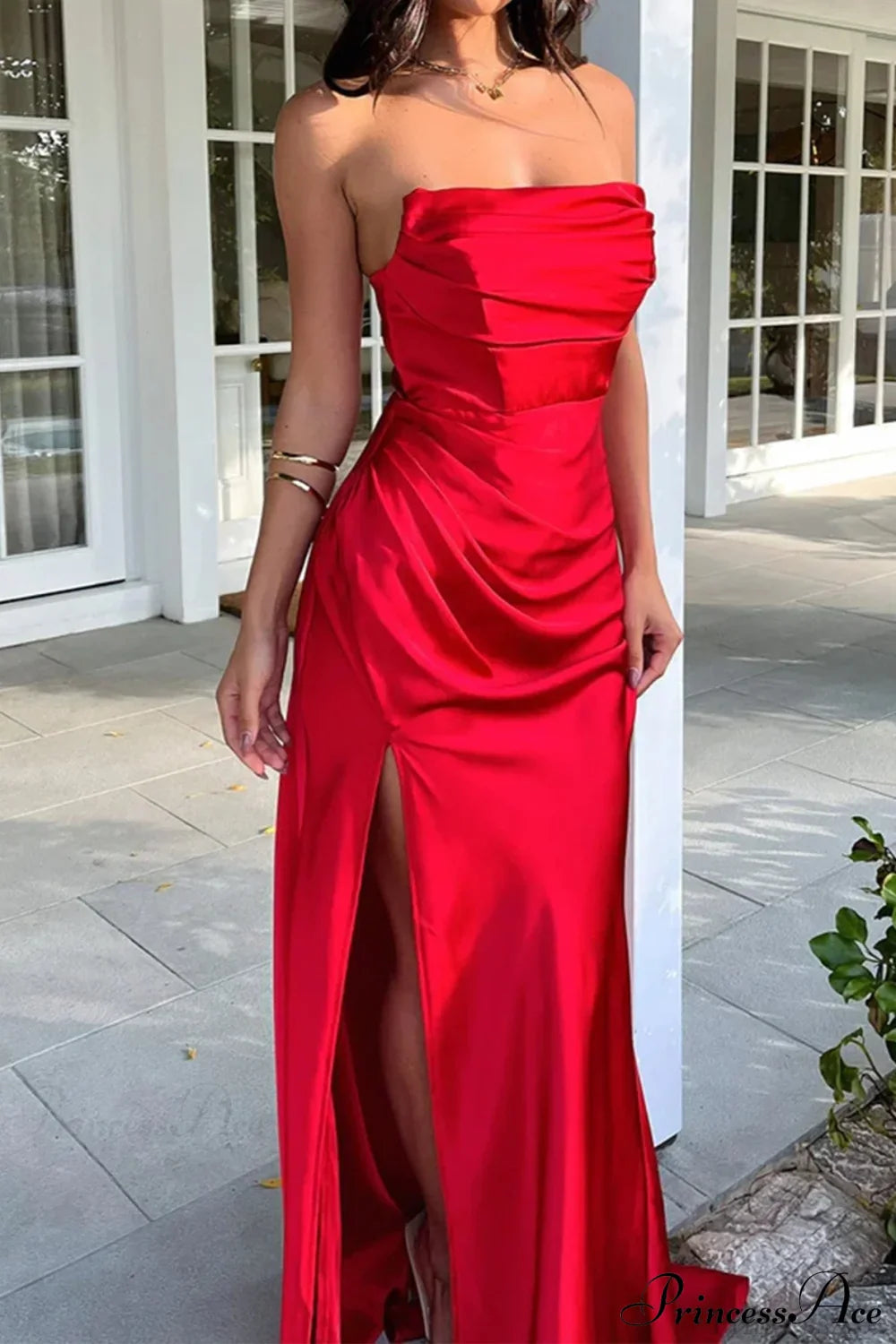 Elegant Ruched Side Slit Party Dress image 1