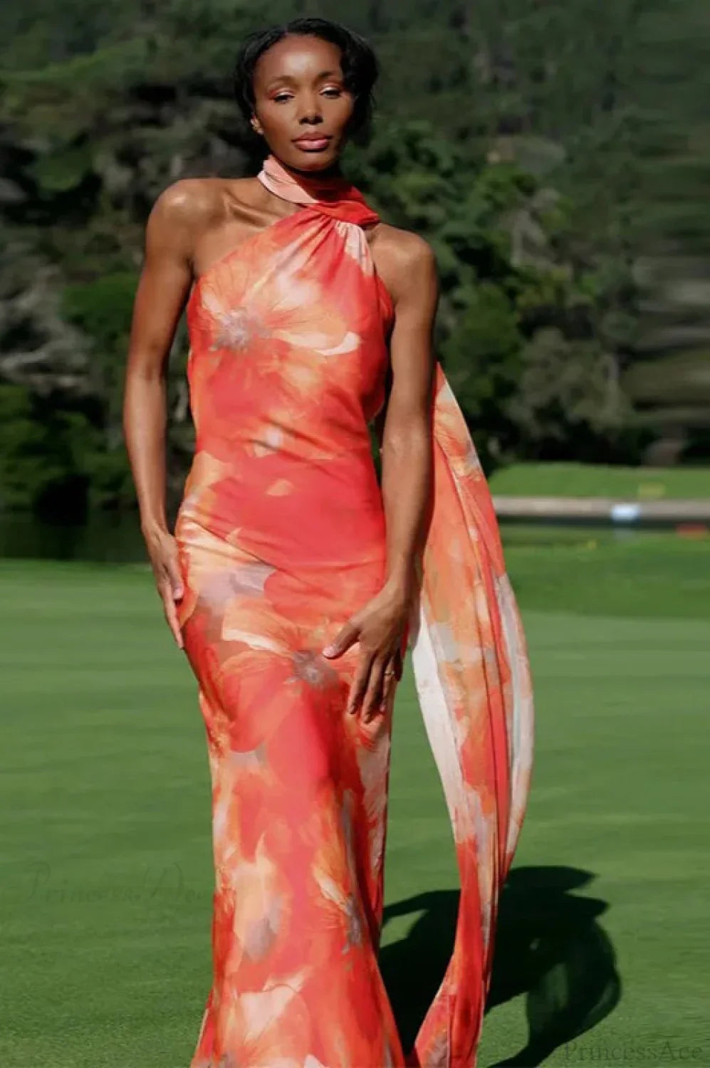 Elegant Satin Halter Dress image 6