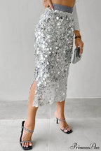 Elegant Sequin High-Waist Bodycon Midi Skirt image 7