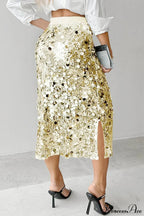 Elegant Sequin High-Waist Bodycon Midi Skirt image 5
