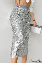 Elegant Sequin High-Waist Bodycon Midi Skirt image 6