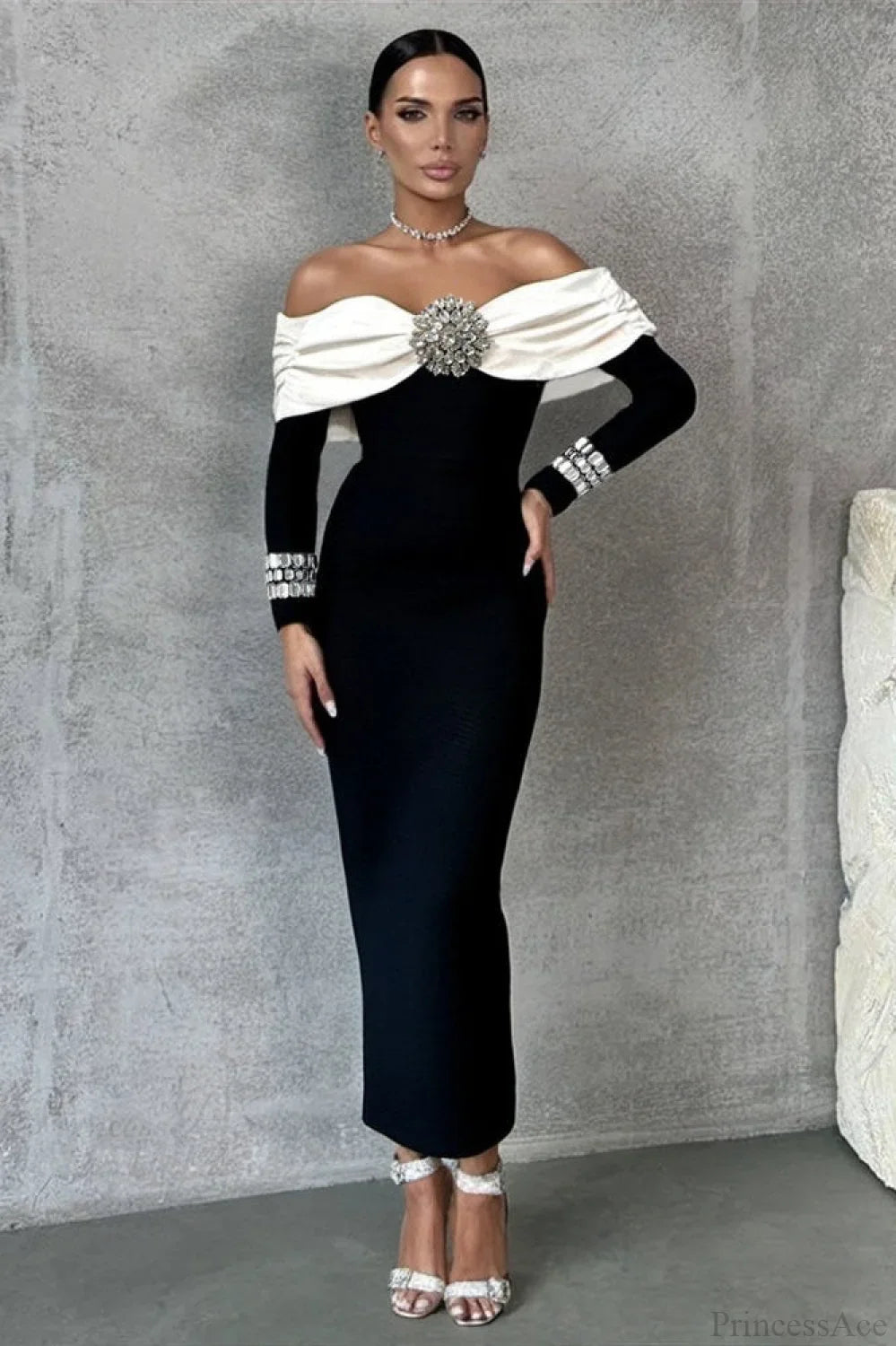 Elegant Sequin Sexy Off-the-Shoulder Evening Dress image 1