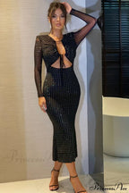 Elegant Sequin Sparkle Hollow Out Sexy Boho Dress image 2