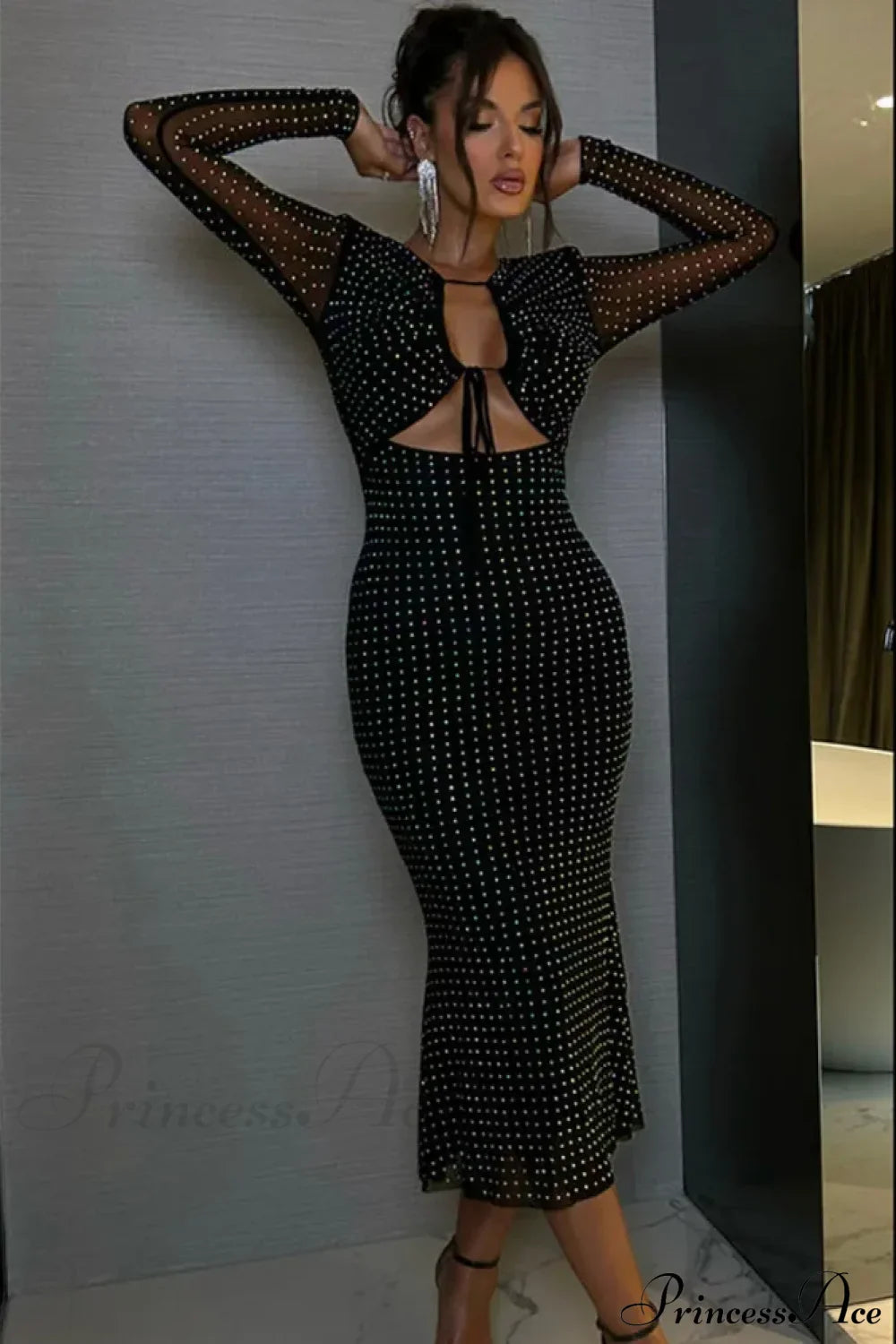 Elegant Sequin Sparkle Hollow Out Sexy Boho Dress image 4