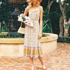 Elegant Sleeveless Floral Rayon Cotton Midi Boho Dress image 4