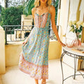Elegant Sleeveless Floral Rayon Cotton Midi Boho Dress image 1