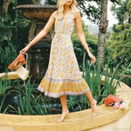 Elegant Sleeveless Floral Rayon Cotton Midi Boho Dress image 3