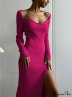 Elegant Solid Bodycon Long Sleeve Sweater Dress image 5