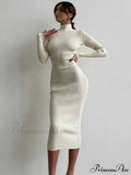 Elegant Solid Bodycon Long Sleeve Sweater Dress image 1