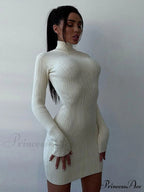 Elegant Solid Bodycon Long Sleeve Sweater Dress image 2