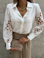 Elegant Solid Chiffon V Neck Blouse image 1