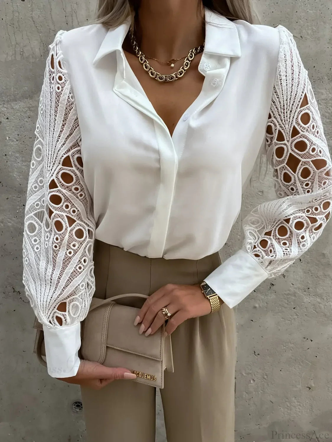 Elegant Solid Chiffon V Neck Blouse image 1