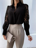 Elegant Solid Chiffon V Neck Blouse image 2