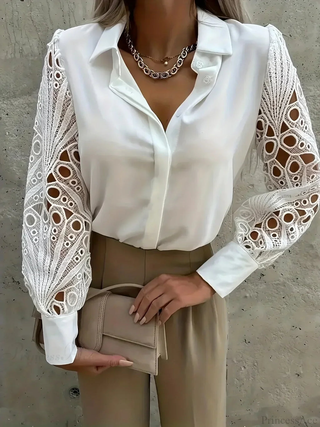 Elegant Solid Chiffon V Neck Blouse image 6