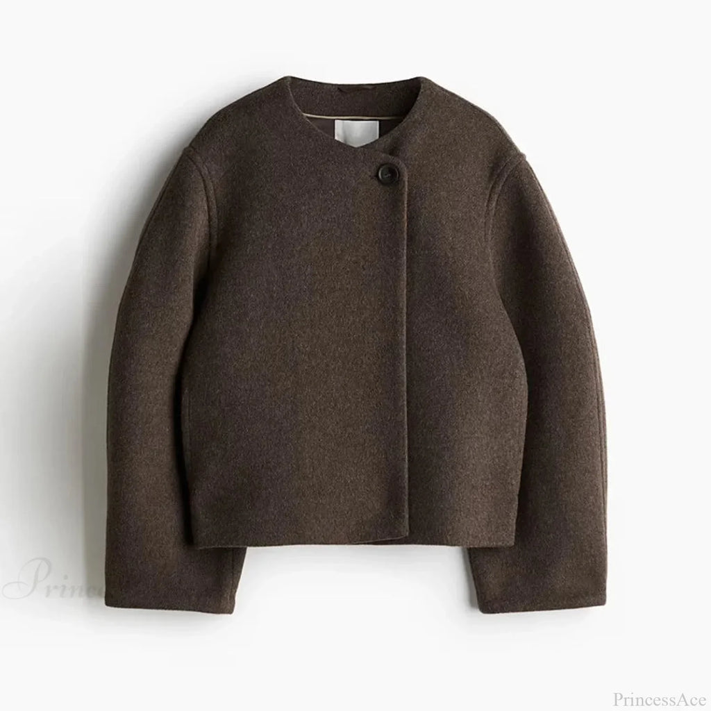 Elegant Solid Wool One Button Overcoat image 3