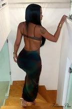 Elegant Spaghetti Strap Cleavage Boho Dress image 5